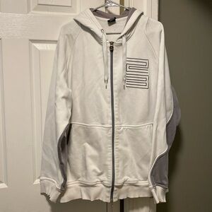 Mens Jordan ZipUp Hooded Sweatshirt White & Gray Size Large